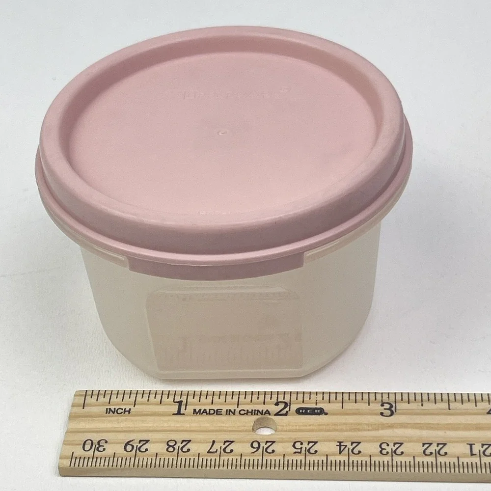 Tupperware Snack Cups 4 oz. Container 1807 Pink Lid Vintage Sure Seal